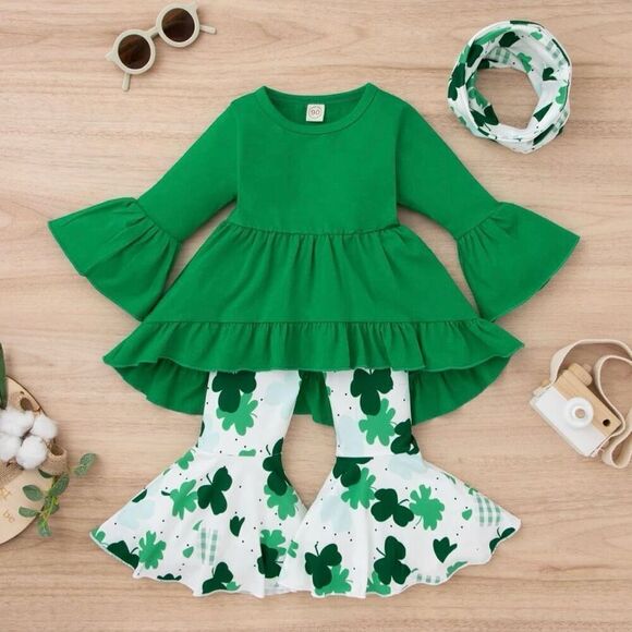 Toddler Girls St Patrick’s Day 3 Piece Casual Set New - Picture 3 of 9